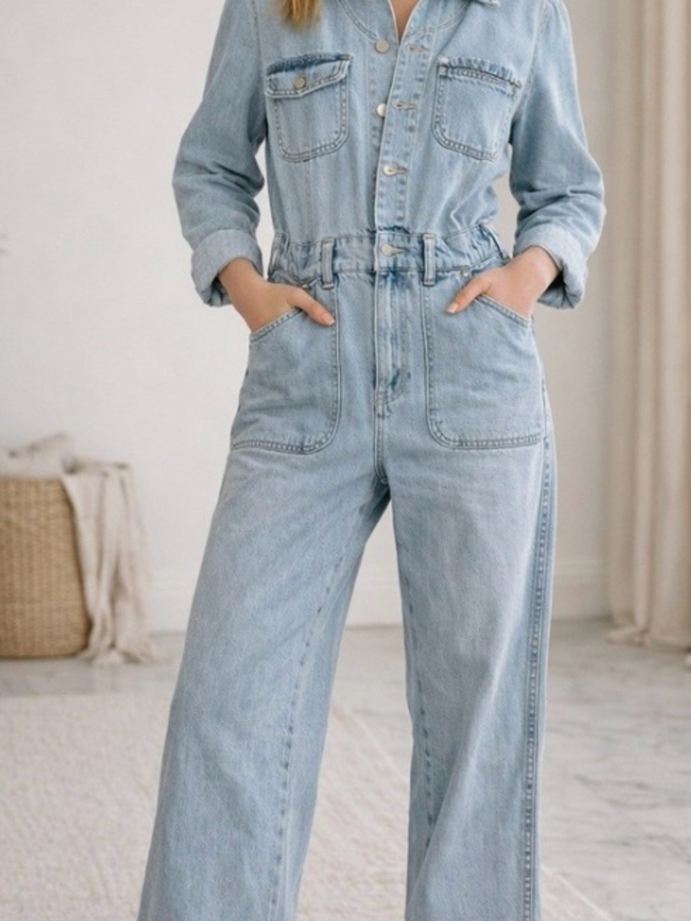 Universal Threads High-Waist Wide Leg Light Blue Women's Jumpsuit NWT